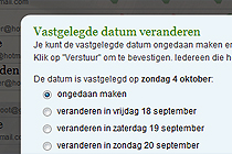 Vastgelegde datum veranderen